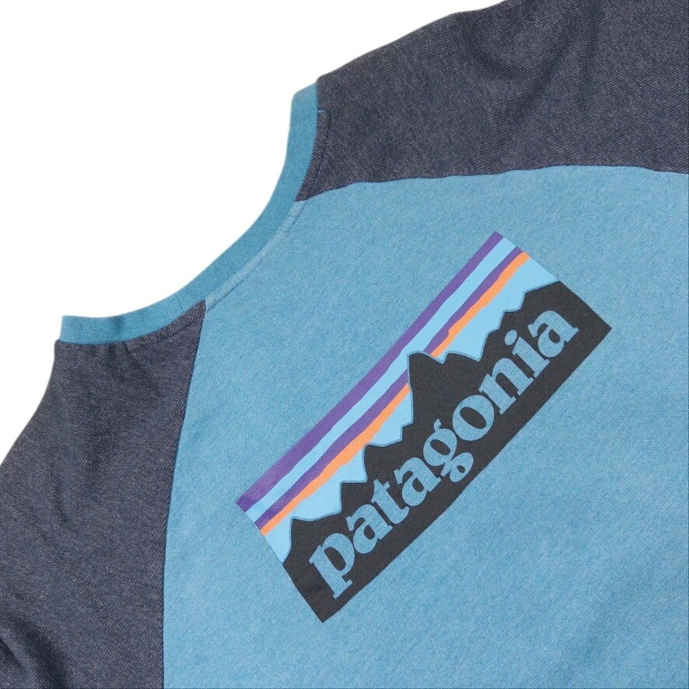Patagonia Long Sleeve Raglan T-Shirt Mens XL Blue Grey Organic Cotton STY39485